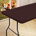homing Rectangle Table Cloth Cover, Waterproof Polyester Elastic Fitted Tablecloth, Fits for 6 Foot Folding Tables, Washable Table Protector for Fall, Thanksgiving, Harvest Party (Coffee, 30" x 72")