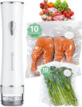 Compact Vacuum Sealer for Food (Vacuum Sealer Machine + 20 Reusable Vacuum Bags), Powerful Handheld Vacuum Sealer Machine, Seal Food 6X Fresh Longer, Portable & Wireless, Easy-Clean
