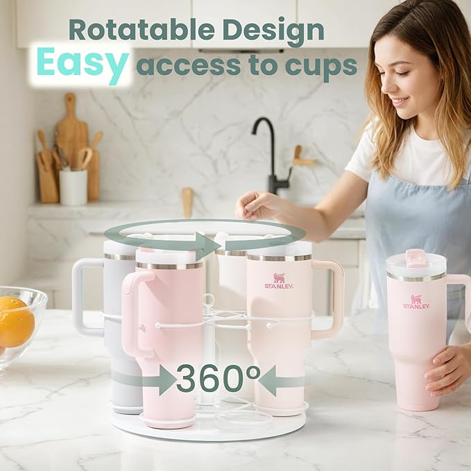 Upgraded Water Bottle Organizer for Stanley 40 oz/30 oz/20 oz,Rotating Stanley Cup Organizer Holder,Tumbler Holder Organizer, Easy to Install Kitchen Organizers and Storage for Stanley Cup Accessories