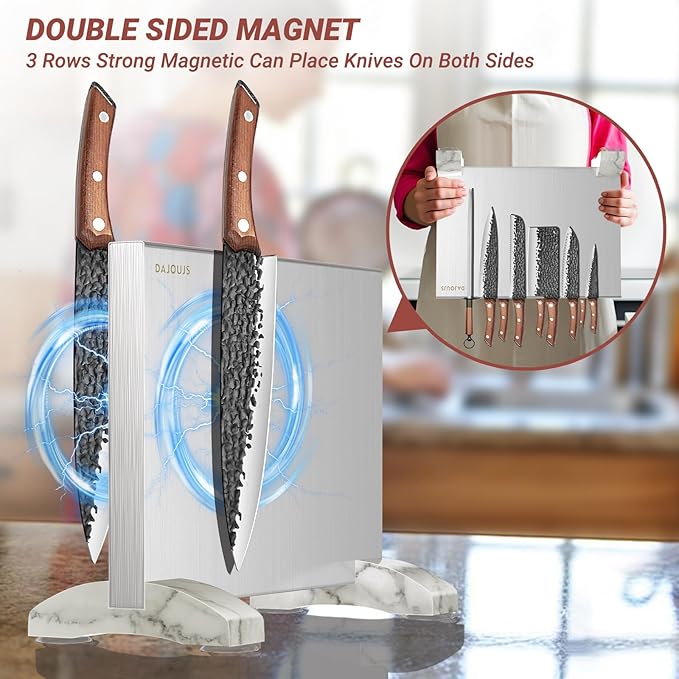 Magnetic Knife Holder, Magnetic Knife Block without Knives, Strong Double Sided Magnet Knife Storage Strip for Kitchen Counter