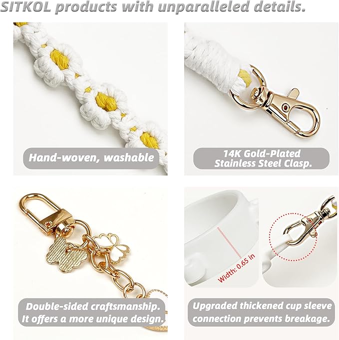 Cute Letter Charm Set Compatible with Owala Water Bottle 24 oz, 32 oz, 40 oz, Owala Kids, Owala Coffee Tumbler, Owala FreeSip – Includes Handle Strap, for Owala Accessories & Stanley Cup Accessories