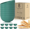 Homienly Wheat Straw Bowls, Cereal Bowls, Plastic Bowl Alternative, Set of 8, Unbreakable Microwave Safe Bowls for Soup, Salad, Dinner, Cereal, Snack, Dishwasher Safe for Kitchen, Party (Green, 26 OZ)