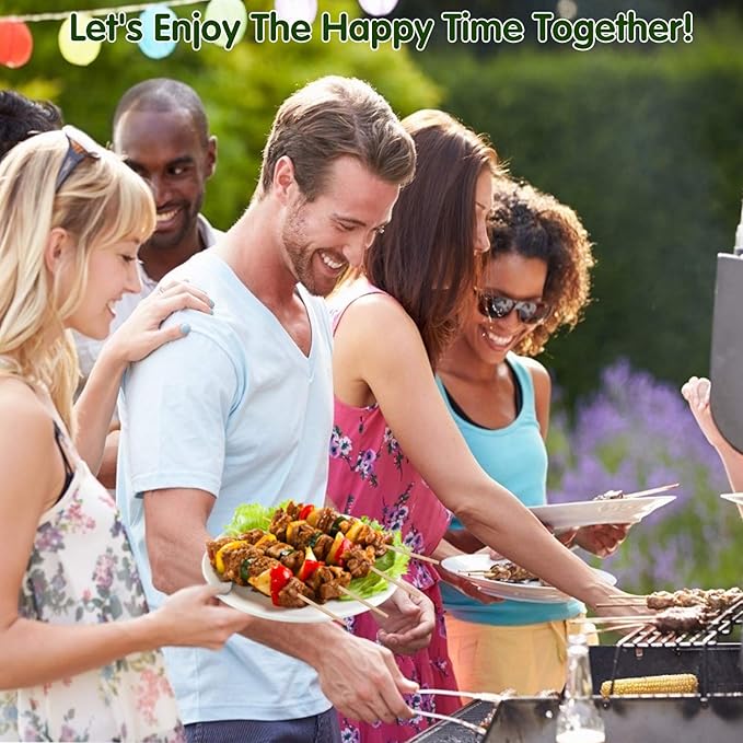 Minisland Premium 12 Inch Bamboo Wooden Skewers for Kabobs 4mm Thick Round BBQ Heavy Food Sticks 100 Counts -MSL167