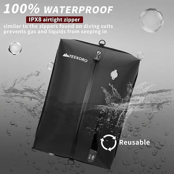 Vacuum Bag for Travel, Professional IPX8 Waterproof Reusable Vacuum Compression Bags for Travel Suitcases, Durable Space Saver Bag(1 Large,No Pump)