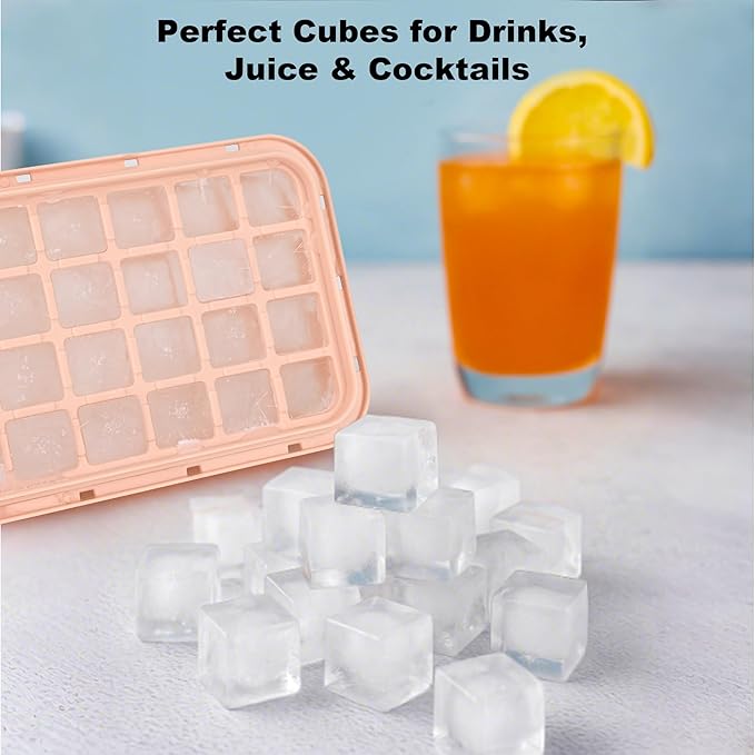 Ice Cube Tray with Lid and Bin, BPA Free Ice Maker for Freezer - 64 Grids Layerable Ice Cube Molds with Scoop & Container - Easy Release Ice Tray for Drinks, Cocktails, Whiskey, Mini Ice Cube Maker