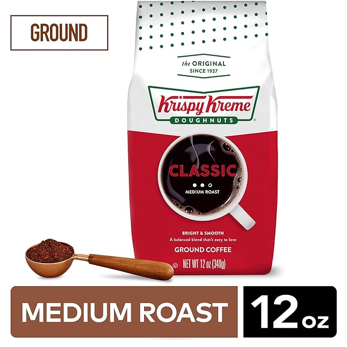 Krispy Kreme Doughnuts, Classic, Ground Coffee, Medium Roast, Bagged 12oz