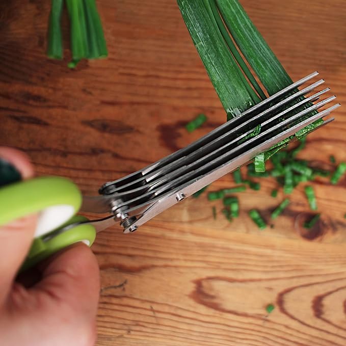 RSVP International Kitchen Tool Collection Herb Scissors with Protective Cover/Blade Cleaner, Dishwasher Safe, 7.75x3.25"