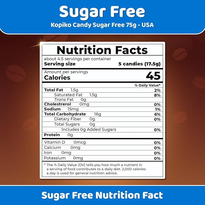 Kopiko Sugar Free Coffee Candy – Bold-Tasty Hard Candy from Indonesia with Real Coffee Extract – A Satisfying Boost for On-the-Go Energy (2-Pack 4.23oz Each)