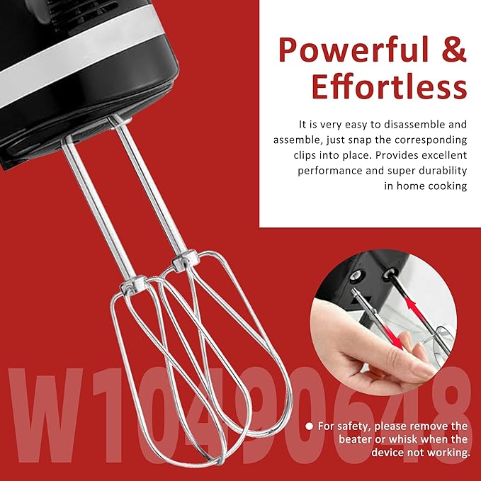 Stainless Steel Hand Mixer Turbo Beaters, W10490648 Hand Mixer Replacement Beaters by Fetechmate, 2 PACK Replacement Turbo Beaters Replace KHM2B AP5644233 PS4082859-1 YEAR
