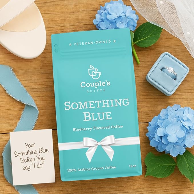 Couple’s Coffee Blueberry Flavored Ground Coffee | Something Blue Medium Roast Coffee | Perfect Something Blue Gift for Bride & Bride to Be Gifts | 12oz