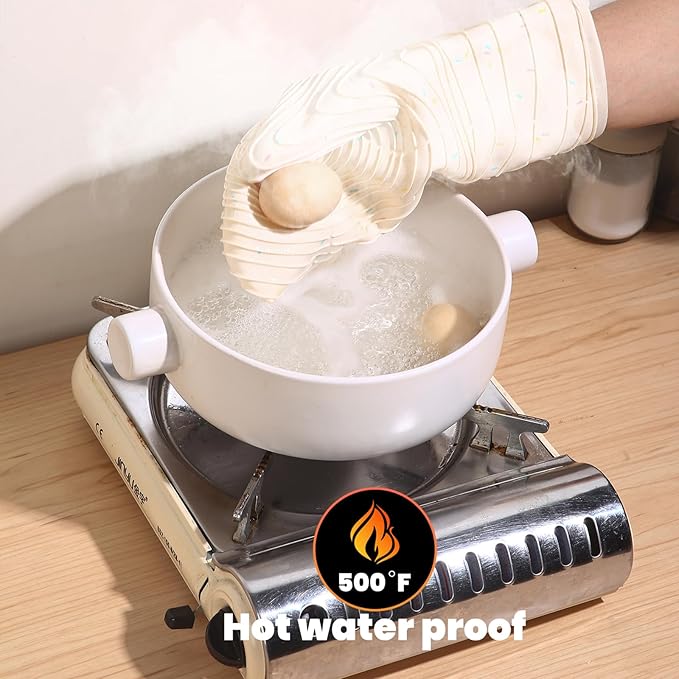 4 Pieces Oven Mitts and Pot Holders of Macaron Color Thickened Non-Slip Silicone Kitchen Gloves, Heat Resistant up to 500F, Essential for Kitchen Baking (makal-bai)