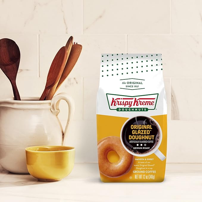 Krispy Kreme Doughnuts Original Glazed Donut Ground Coffee, Bagged 12oz (Pack of 2)