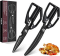HUUSK Kitchen Scissors Set Black - Stainless Steel Kitchen Shears, Sharp Meat Scissors Dishwasher Safe, Heavy Duty Poultry Shears All Purpose, Japanese Cooking Scissor for Food,Christmas Gifts for Men