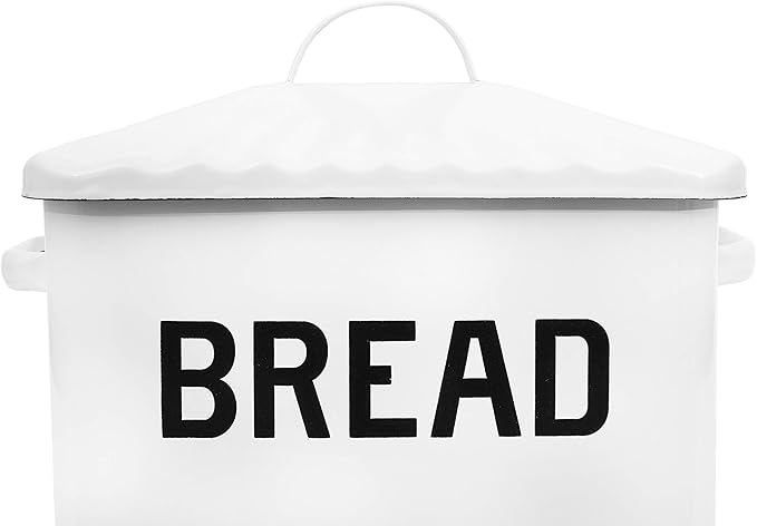 Creative Co-Op Distressed White Bread Box with Lid