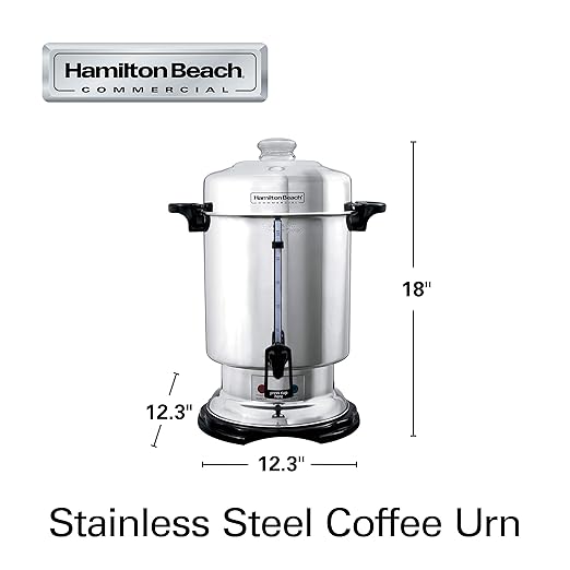 Hamilton Beach Commercial Coffee Urn & Hot Beverage Dispenser, 60 Cup Capacity, Polished Stainless Steel (D50065)