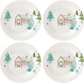 Lenox 890753 Balsam Lane 4-Piece Tidbit Plate Set, Christmas Drinkware, Holiday Hosting