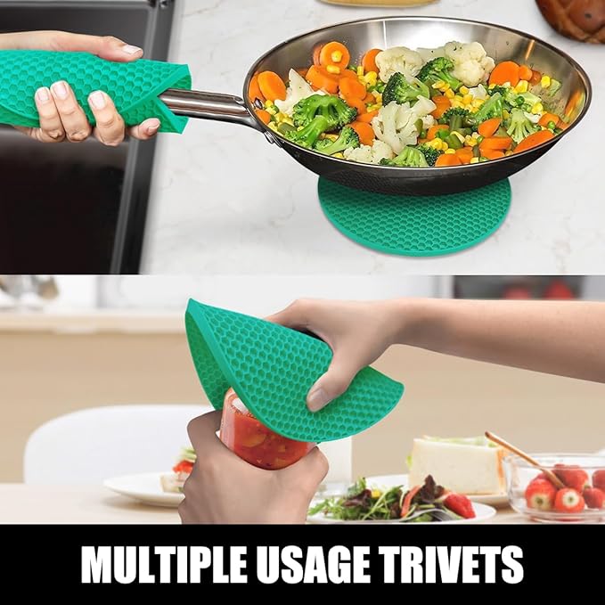 Rorecay 6pcs Oven Mitts and Pot Holders Sets Heat Resistant 500 Degrees, Non-Slip Silicone Hot Pads Potholders for Kitchen Baking Cooking, Extra Long Oven Gloves Quilted Liner, Jungle