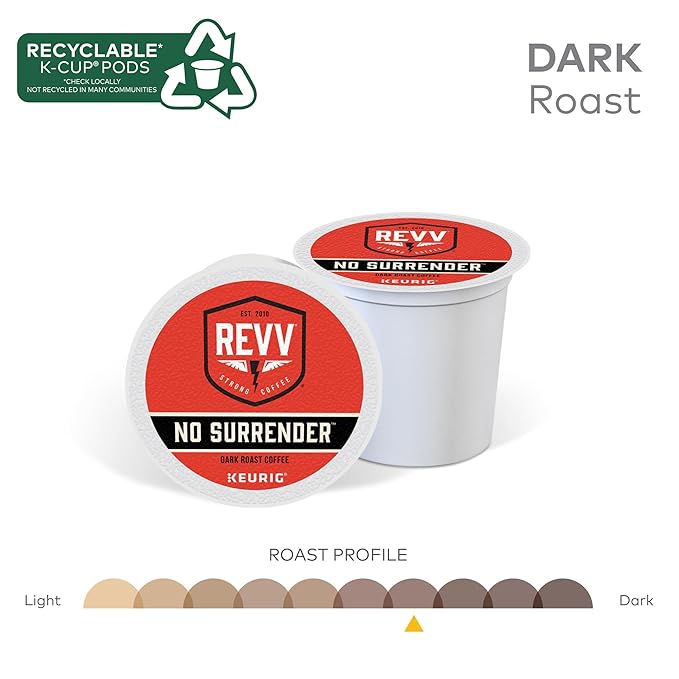 REVV No Surrender Keurig Single-Serve K-Cup Pods, Dark Roast Coffee, 96 Count
