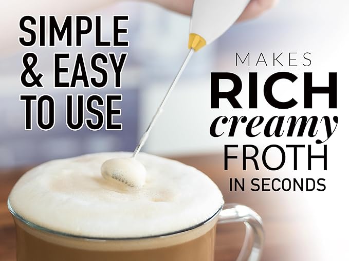 Zulay Premium Gift Milk Frother Set – Handheld Coffee Frother with Stand, 12oz/350ml Frothing Pitcher + 4 Latte Art Stencils – 13,000 RPM Motor, SS Whisk, Battery Operated – Barista Kit (White Gold)