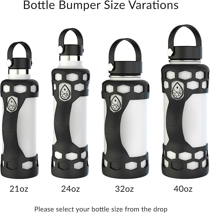 REUZBL Silicone Boot Sleeve Protector with Handle – Compatible with Hydro Flask 40oz, 32oz, 24oz, 21oz – Protective Bottle Bumper for Stainless Steel Water Bottles