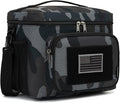 FlowFly Lunch Bag, Insulated Cooler, Thermal Lunch Box Tote with MOLLE/PALS Webbing, Adjustable Padded Shoulder Strap, for Tactical Men Women Adults and Boys Girls Kids (Black#Camo, Large)