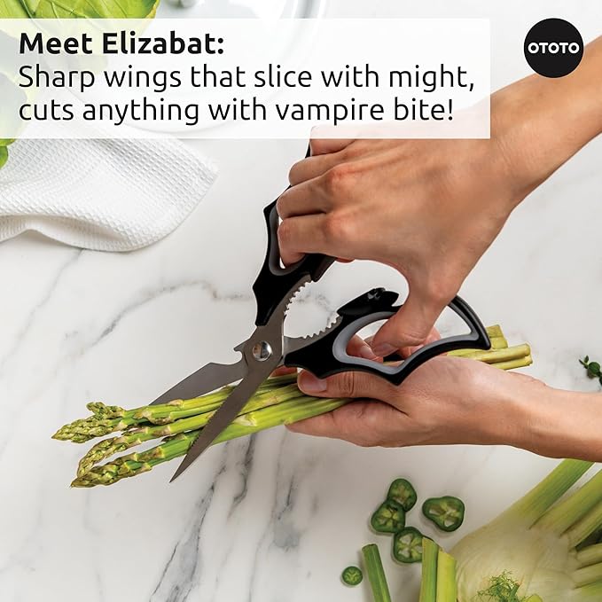 OTOTO Boo-tiful Crew Bundle of Elizabat, Vino, Gracula - Halloween Kitchen Decor Goth Accessories, Cool Kitchen Gadgets, Bat Scissors, Spooky, Witchy Bottle Opener, Garlic Crusher, Spooky Funny Gifts