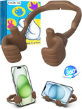 Christmas Stocking Stuffers for Teens Boys Men Cell Phone Holder: Patented Thumbs Up Phone Stand Funny Gifts for Adults Kids Teenager Husband Friend Coworkers Phone Accessories Cool Gadgets Brown