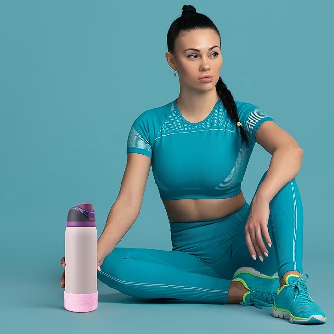 2PCS Glitter Silicone Boot for Owala Water Bottle, Anti-Slip Protective Sleeve for Owala Twist,FreeSip and Flip Stainless Steel Water Bottle, BPA-Free, Dishwasher Safe, Accessories