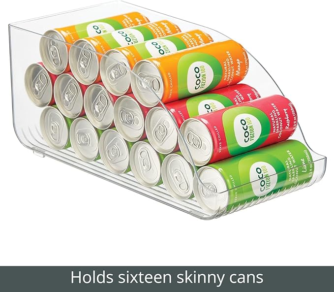 mDesign Compact Plastic Kitchen and Pantry Storage Organizer Bin for Tall Skinny Soda/Pop Cans - Kitchen, Pantry, Refrigerator - Clear