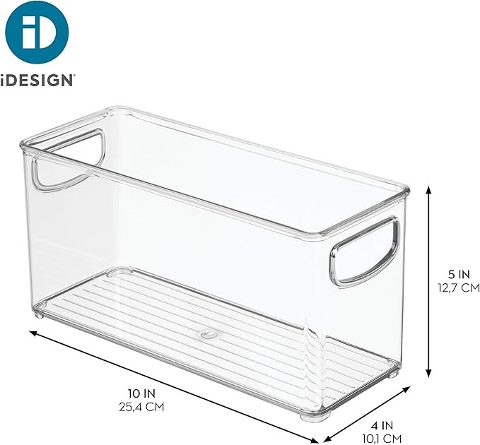iDesign Slim Clear Plastic Stackable Storage Bin, Tall Narrow Organizer for Kitchen or Pantry