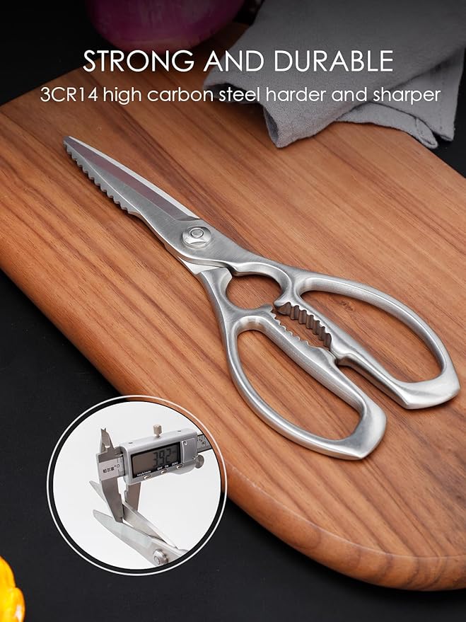 Heavy-Duty Kitchen Scissors Forged from Stainless Steel, Kitchen Shears for Food, Ideal Cooking & Culinary Scissors for Meat, Poultry and Vegetables, Dishwasher Safe, 5-Year Warranty