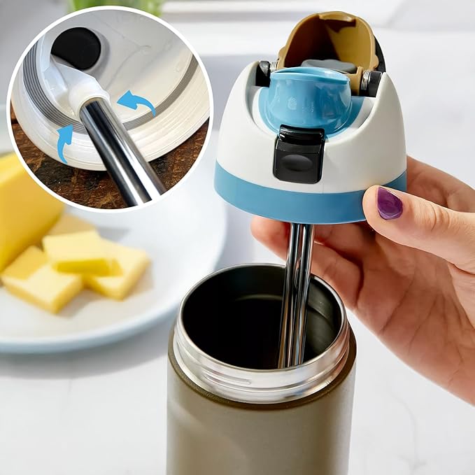 Metal Replacement Straws for Owala Water Bottle 24 oz 32 oz, Reusable Stainless Steel Straws 6 PCS With 2 Cleaning Brush Compatible With Owala Water Bottle