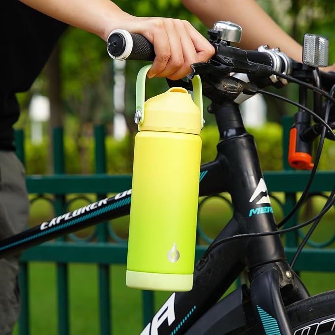 BJPKPK Water Bottle with Straw Lid, 24oz Vacuum Insulated Water Bottles, Metal Stainless Steel Thermo for Sports, Travel, BPA Free Leak Proof Thermo, Cups, Flasks, Tumblers,Sea Salt