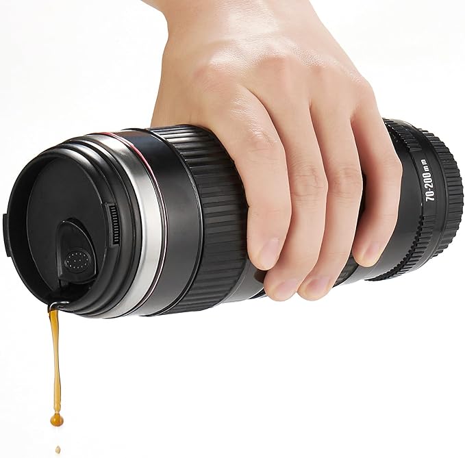 Camera Lens Coffee Mug with Slider Lid - Perfect Photographer Gifts for Men and Women, Unique Gifts for Photography Enthusiasts and Shutterbug Friends!