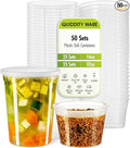 Deli Containers with Lids Leakproof - 50 Pack BPA-Free Plastic Microwaveable Clear Food Storage Container Premium Heavy-Duty Quality, Freezer & Dishwasher Safe (50 Set Combo).