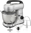 Hamilton Beach Electric Stand Mixer, 4 Quarts, Dough Hook, Flat Beater Attachments, Splash Guard, 7 Speeds with Whisk, Easy-Carry Top Handle, Silver