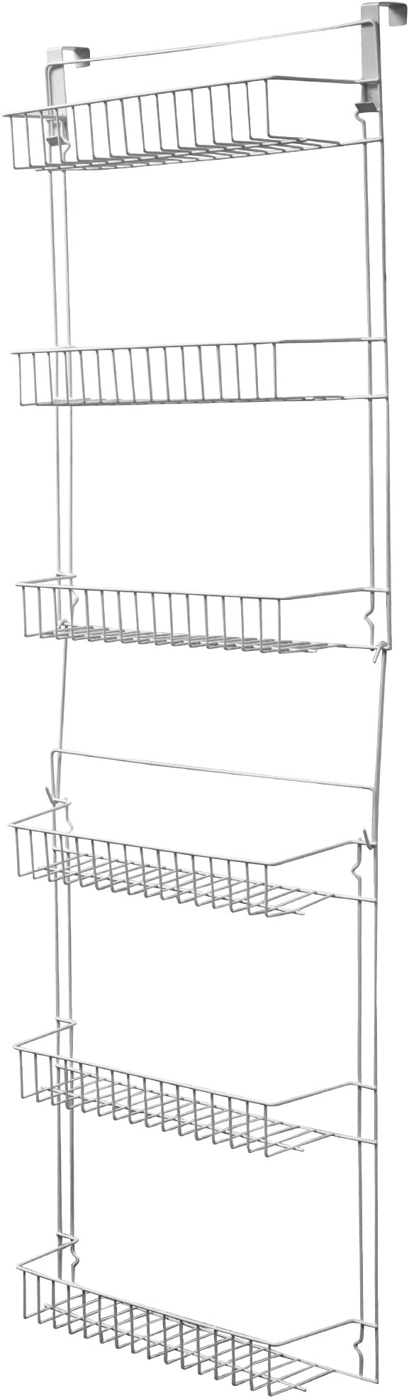 Over the Door Organizer - 6-Tier Adjustable Pantry Shelves and Rack for Kitchen Organization - Organization and Storage by Lavish Home (White)