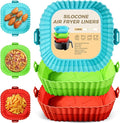 Buauty 3 Pack Air Fryer Silicone Liners 8inch, Reusable Food Grade Silicone Airfryer Liners, Baking Basket Accessories, Replacement of Flammable Disposable Parchment Paper