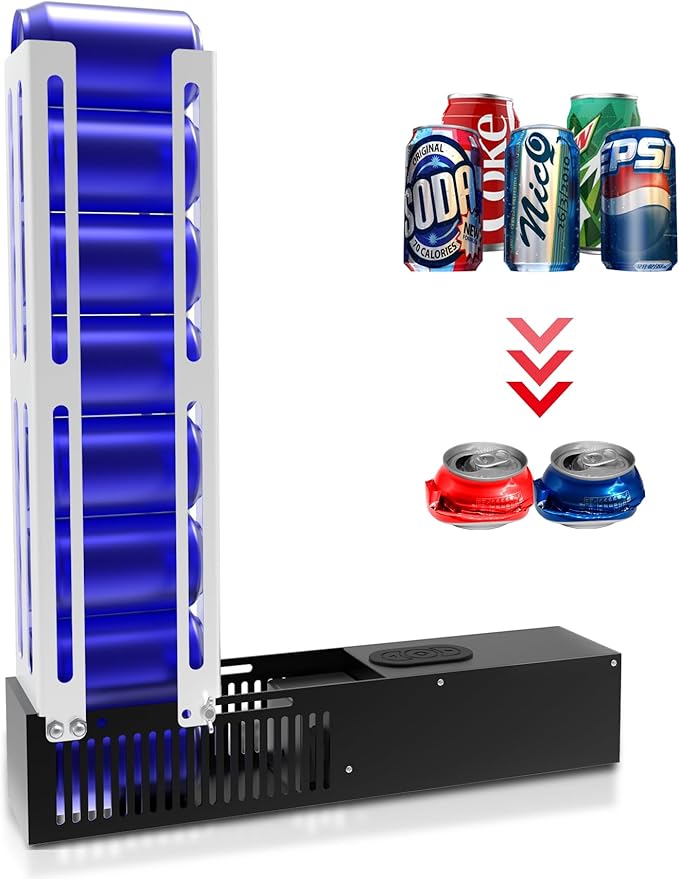 Electric Can Crusher, Can Crushers Automatic for Recycling 8oz 12oz & 16oz Cans, Fill 8 cans at a Time, Electric Can Smasher for Recycling Aluminum Seltzer, Cola, Beer Cans