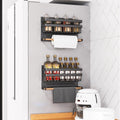 Sleclean Spice Rack for Refrigerator, Pack of 2, paper towel holder magnetic, Organizers and Storage, Multi Use Kitchen Shelf,13.4?x4.5?x7.1?,Black