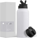 JoyJolt Triple Insulated Water Bottle with Straw Lid AND Flip Lid! 32oz Large Water Bottle, 12 Hour Hot/Cold Vacuum Insulated Stainless Steel Bottle. BPA-Free Leakproof Water Bottles - Thermos Bottle