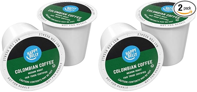 Happy Belly Medium Roast Coffee Pods | Colombian | Keurig Compatible | 24 Count | Pack of 2