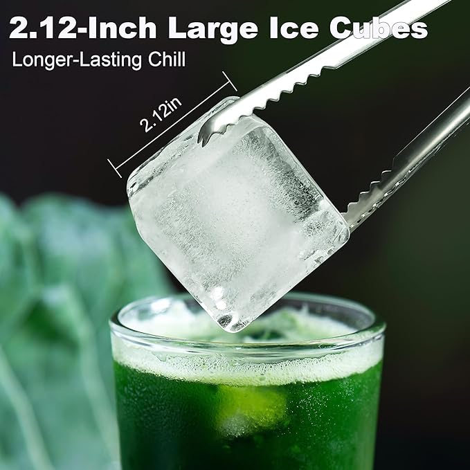 Premium Silicone Ice Cube Trays with Lid - BPA-Free, Easy-Release Reusable Ice Cubes, Perfect for Cocktails & Beverages, Stackable Ice Molds for Whiskey, 4-Cavity Portion Freezing Tray for Soup, Stews