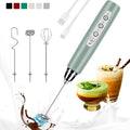 Milk Frother Handheld Rechargeable, Frother Wand Drink Mixer Electric Whisk for Coffee, Detachable With 3 Stainless Whisks, Hand Mixer for Lattes, Cappuccino, Matcha, No Stand, Sage Green