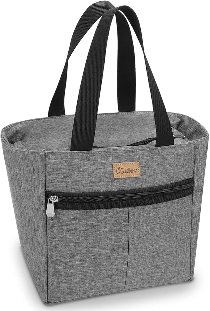 CCidea Lunch Bag for Women Men, Simple Insulated Lunch Box, Reusable Lunch Boxes for School Work Travel (Gray, Medium)