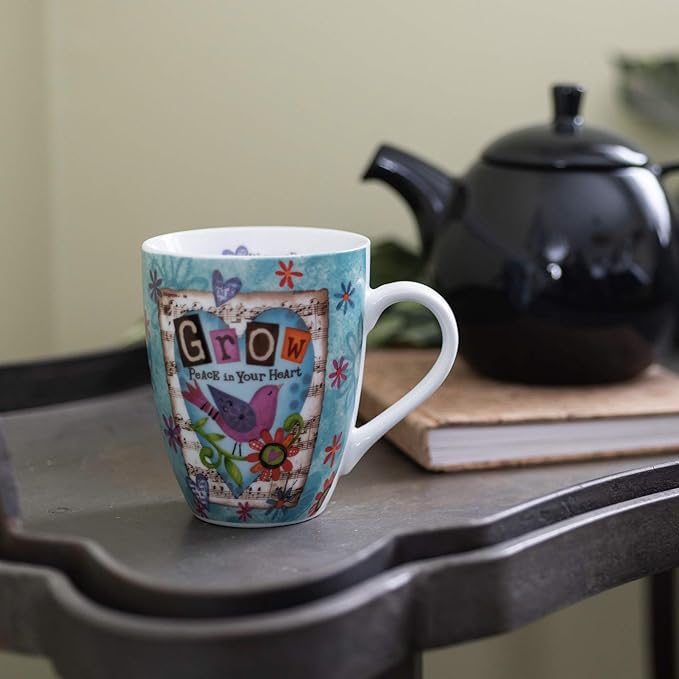 Divinity Boutique Ceramic Mug Grow Peace Bird, 12 ounce