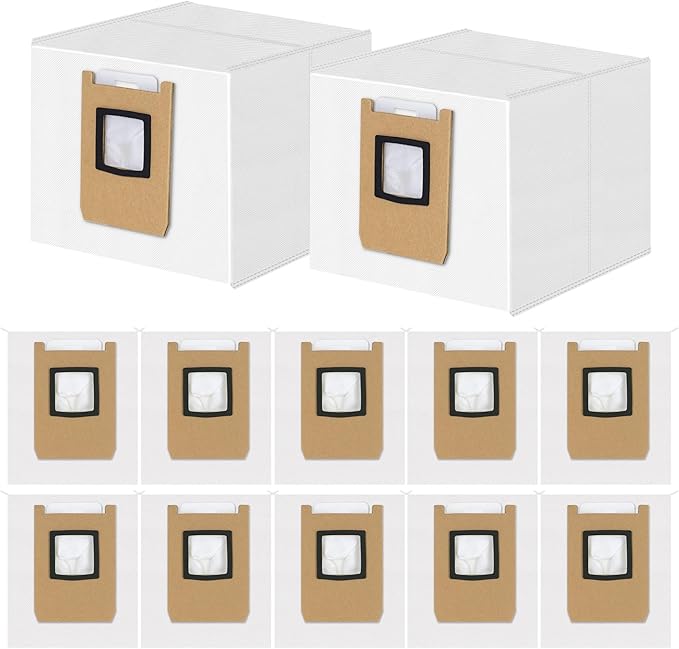 12 Pack Dust Bags Compatible with Eufy E28 OMNI, E25 OMNI Robot Vacuum, 4-Layer Replacement Disposable Bags, 3L Large Capacity