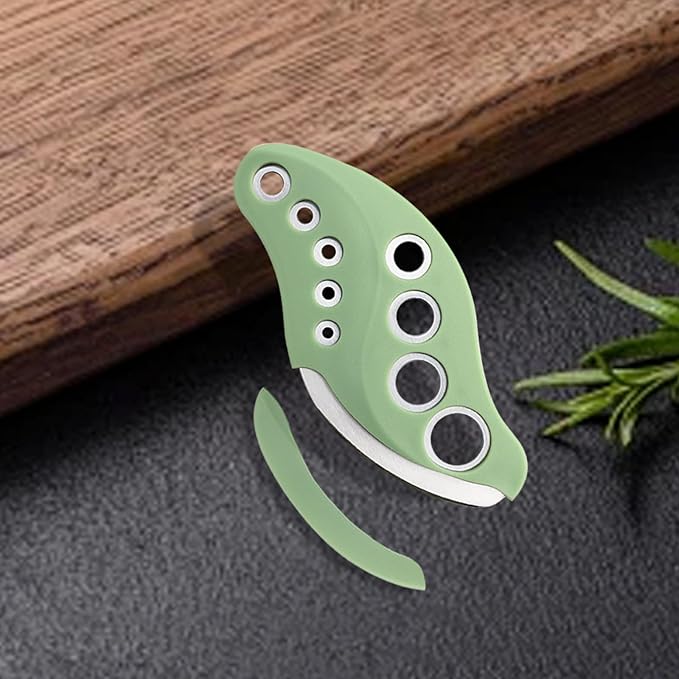2 Pack Herb Stripper 9 Holes with Herb Cutter, Stainless Steel Herbs Leaf Stripping Tool, Herb Stripper Cutter Tool, Herb Leaf Peeler for Collard Greens Thyme Basil Rosemary Stripper, Dishwasher Safe