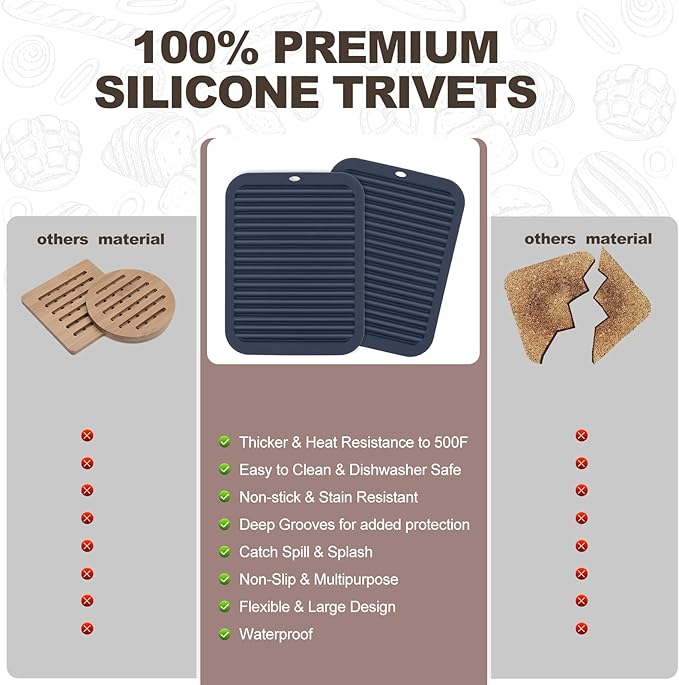 Joyhalo Silicone Trivet Mats Pot Holder Hot Pads Plate Holder Gripper Pad Garlic Peeler Drying Mat Coasters