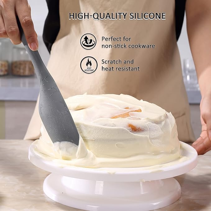 Tongjude Silicone Spurtle Set, Silicone Spatula Set, Heat Resistant Cooking Utensil for Nonstick Cookware, Serving，Baking, Whisking, Smashing, Scooping, Spreading, 4 Piece